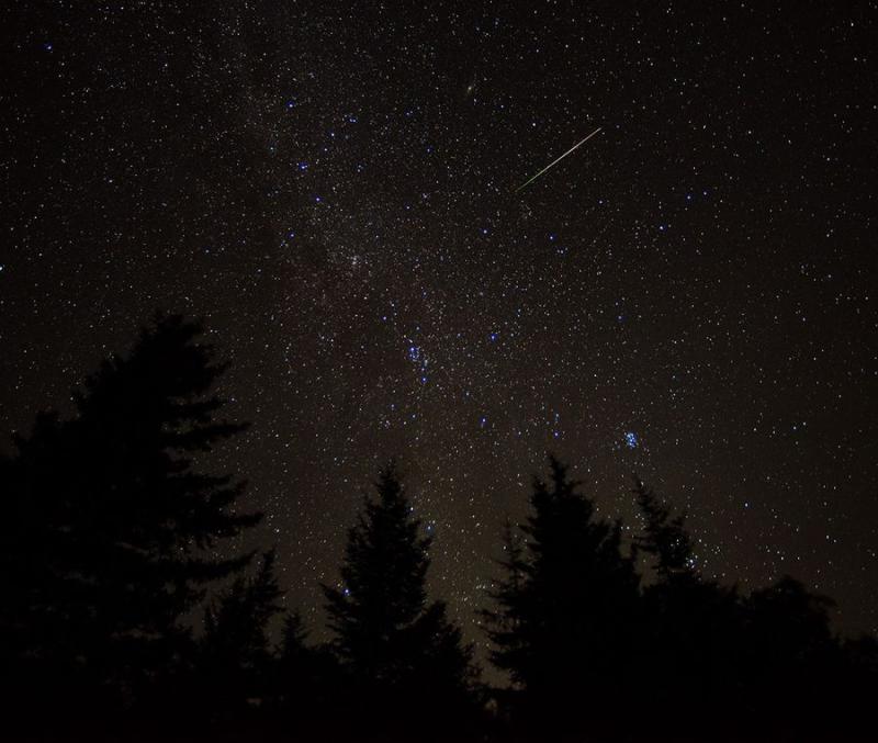 Meteoro atraviesa el cielo en Spruce Knob, Virginia Occidental. Créditos: NASA/Bill Ingalls.