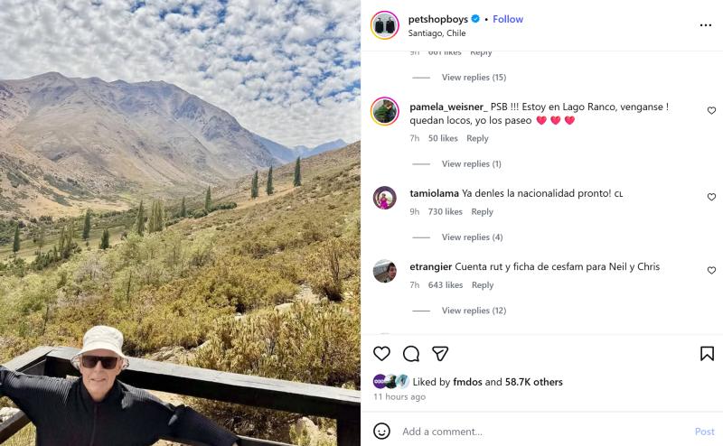 Captura del Instagram de Pet Shop Boys en Parque Yerba Loca.