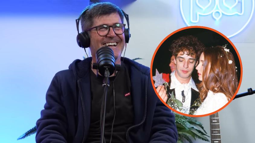 Marcelo Comparini en podcast "Me suena". Créditos: Youtube Jean Philippe Cretton / Foto de Gustavo Cerati y Cecilia Amenábar, (Guioteca.com)