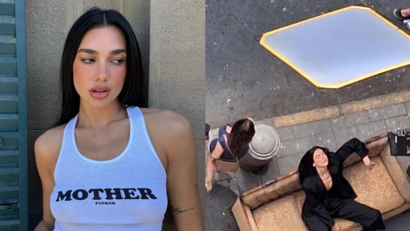 Caminando por el centro de Santiago: Captan a Dua Lipa grabando comercial para conocida marca de lujo
