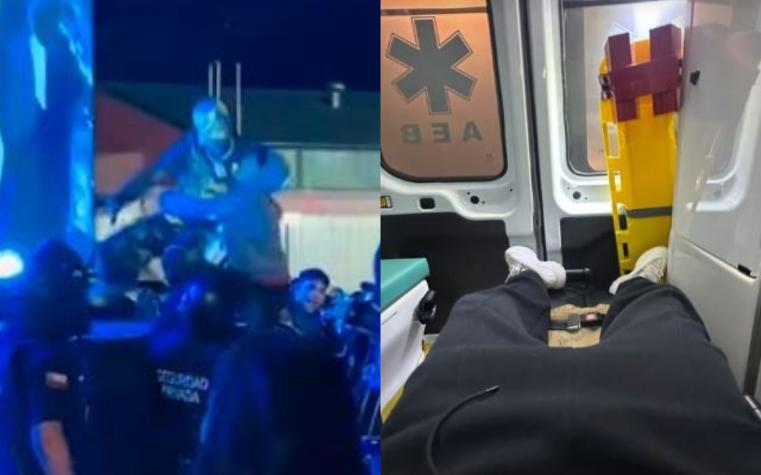 Polimá Westcoast terminó en una ambulancia tras caída de dos metros en pleno show: Un fanático se subió al escenario