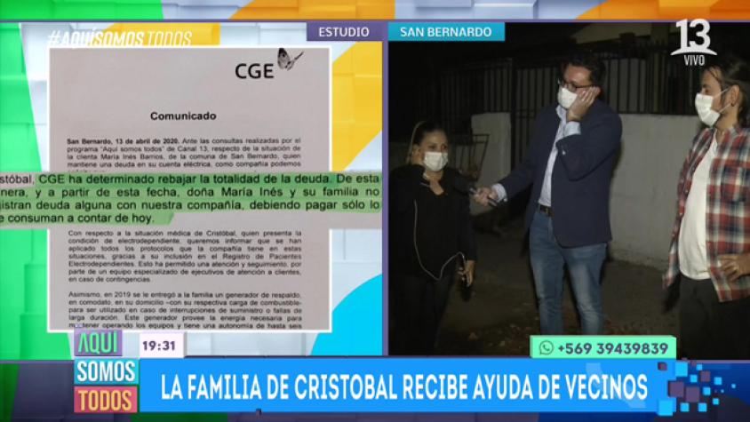 Empresa de electricidad condonó la deuda de María Inés 