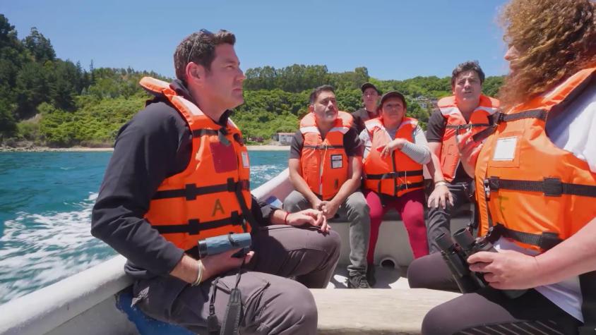 Pancho, Jorge y Pedro Ruminot recorren las aguas de Cocholgüe, junto a mujeres algueras de la zona